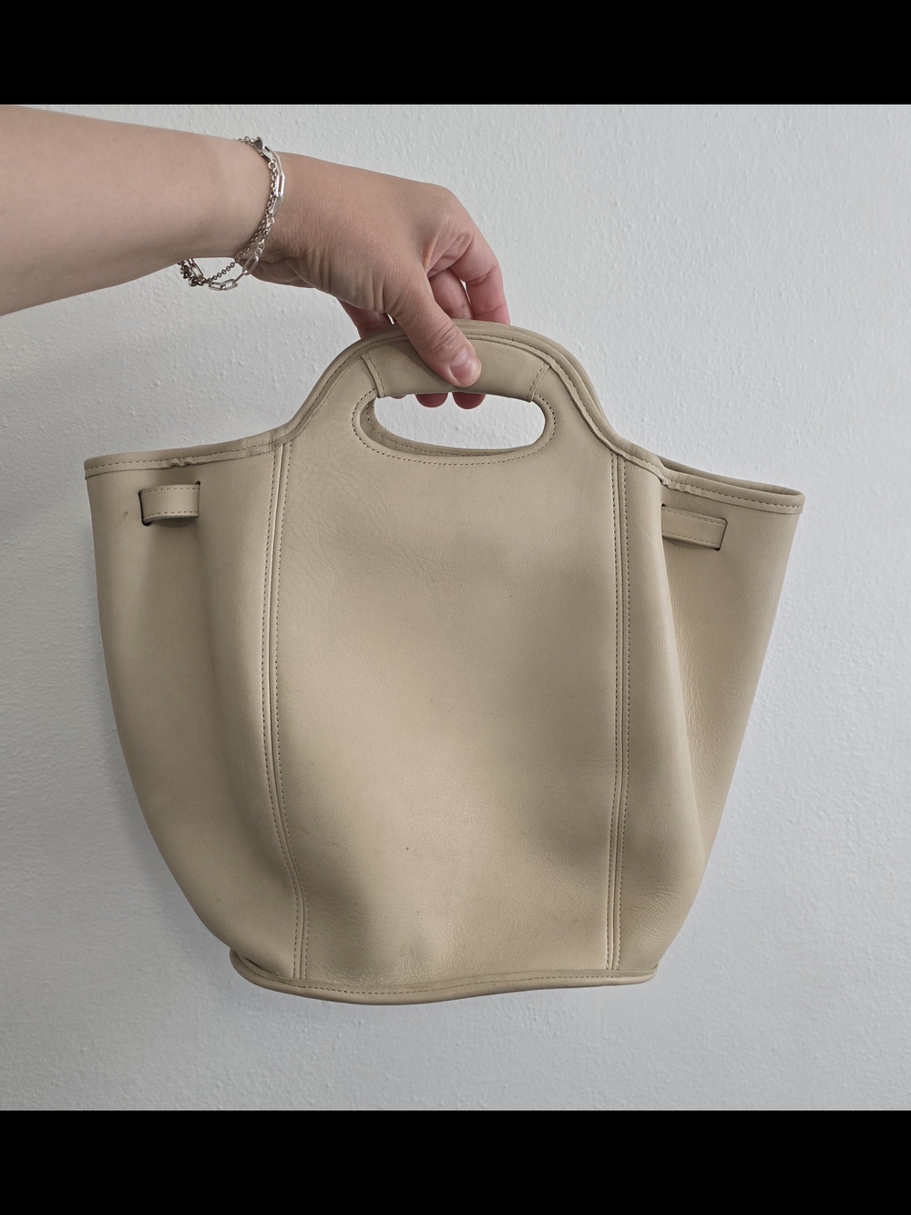 Coach Vintage 9994 Drawstring Backpack Minimalist Cream Tote Bag with Top Handle